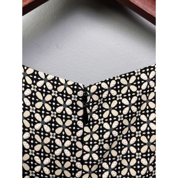 Jessica Howard Cap sleeve dress Womens 12 Textured Black Beige Career Midi - Picture 6 of 7